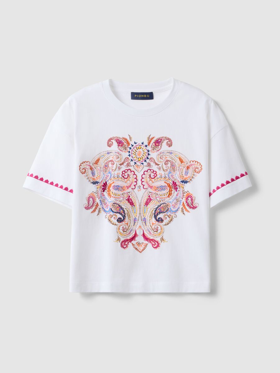 White pure cotton t-shirt regular fit with embroidery_4