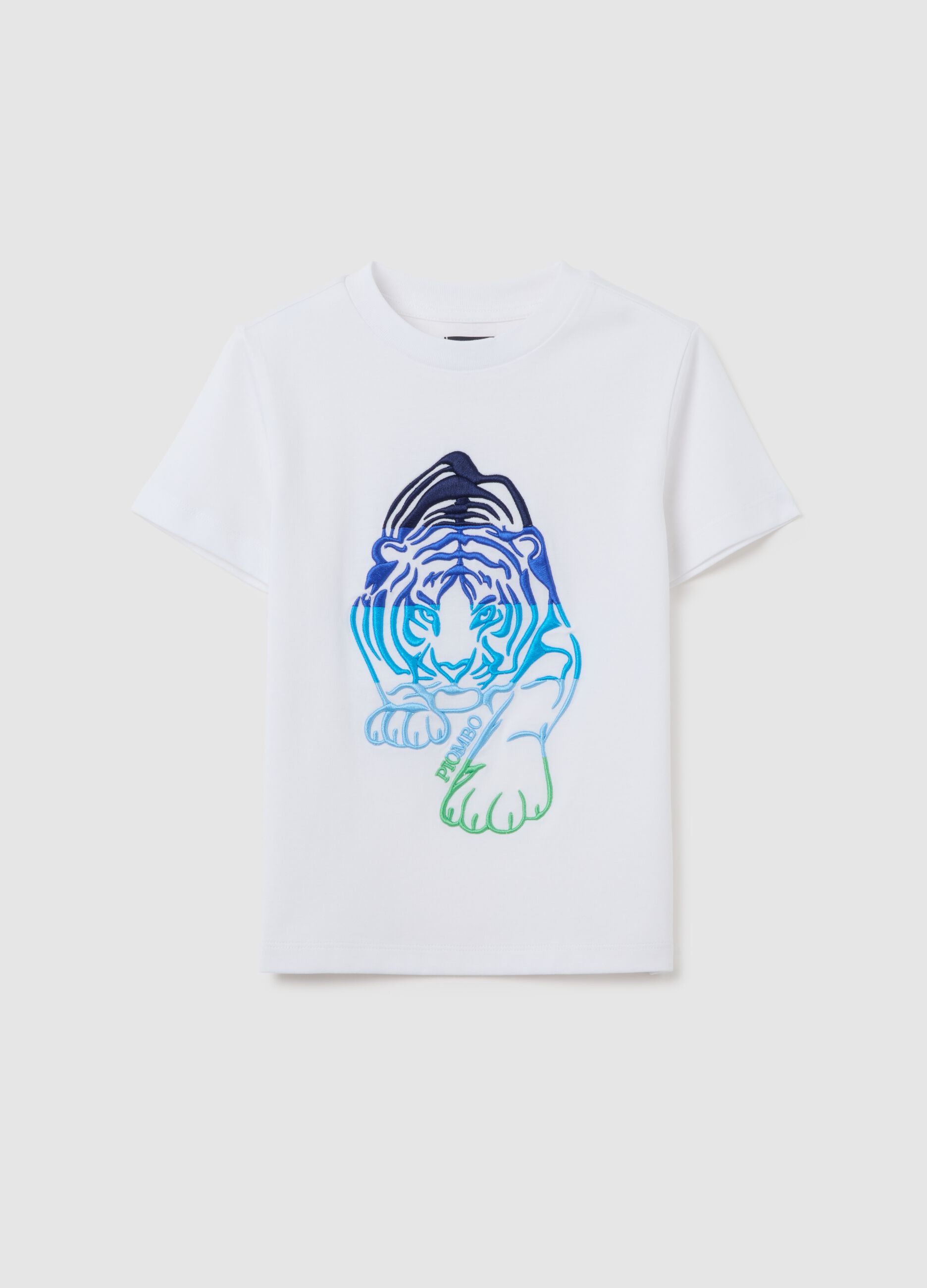 T-shirt da bambino in puro cotone bianca regular fit