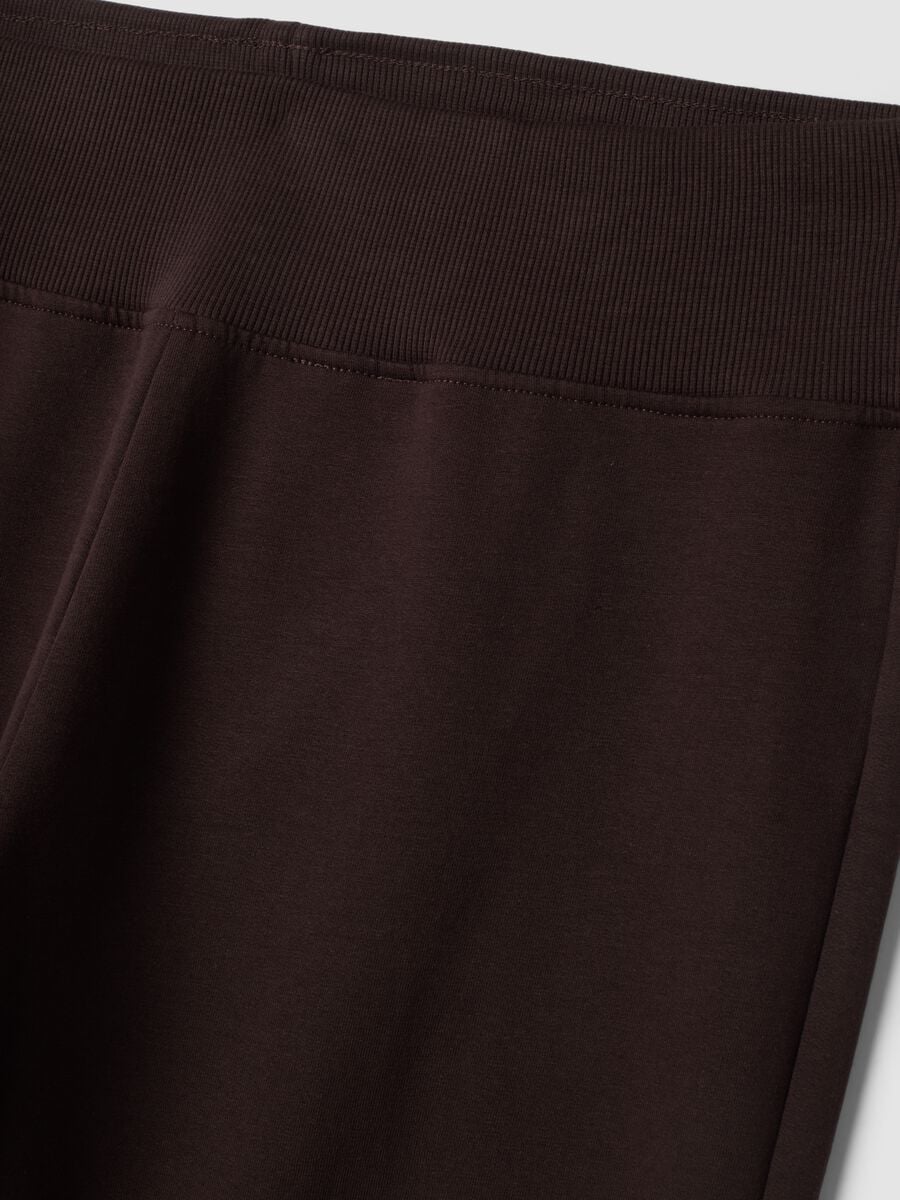 Brown bootcut stretch cotton trousers_1