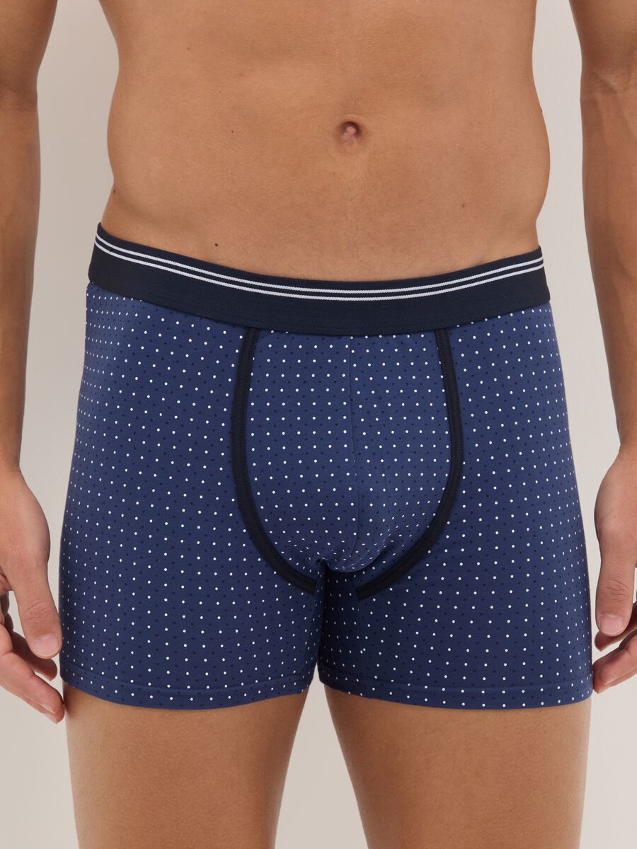 Multicolour polka dot boxer tripack in stretch cotton regular fit_1