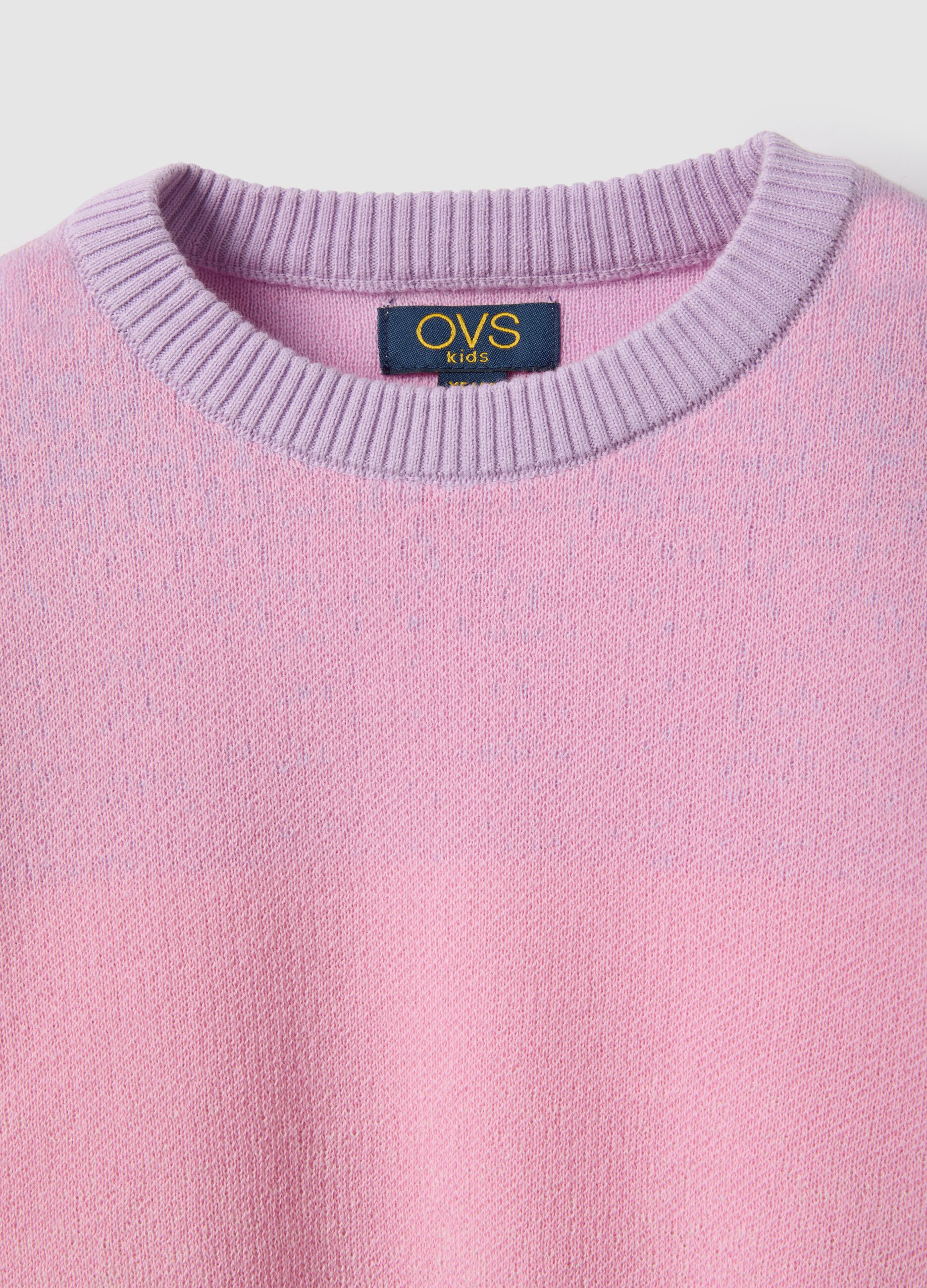 Girls' pink pure cotton sweater regular fit with gradient pattern