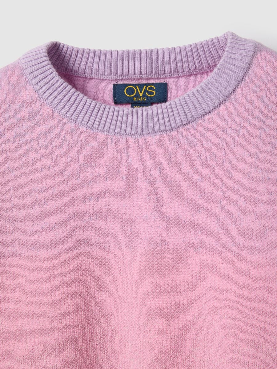Maglione in puro cotone rosa da bambina regular fit con motivo sfumato_2