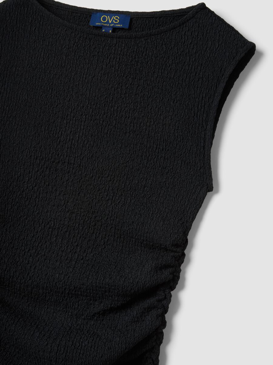 Abito lungo nero fitted in tessuto elasticizzato_5