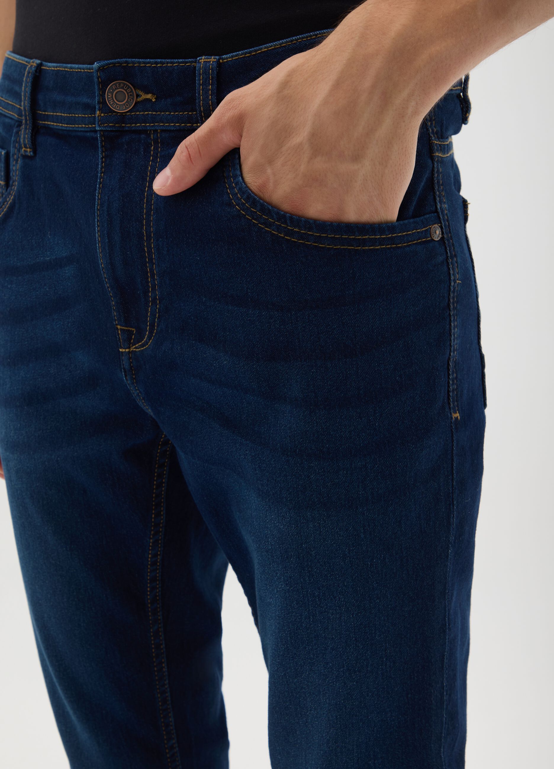 Men's Super Skinny Blue Denim Jeans