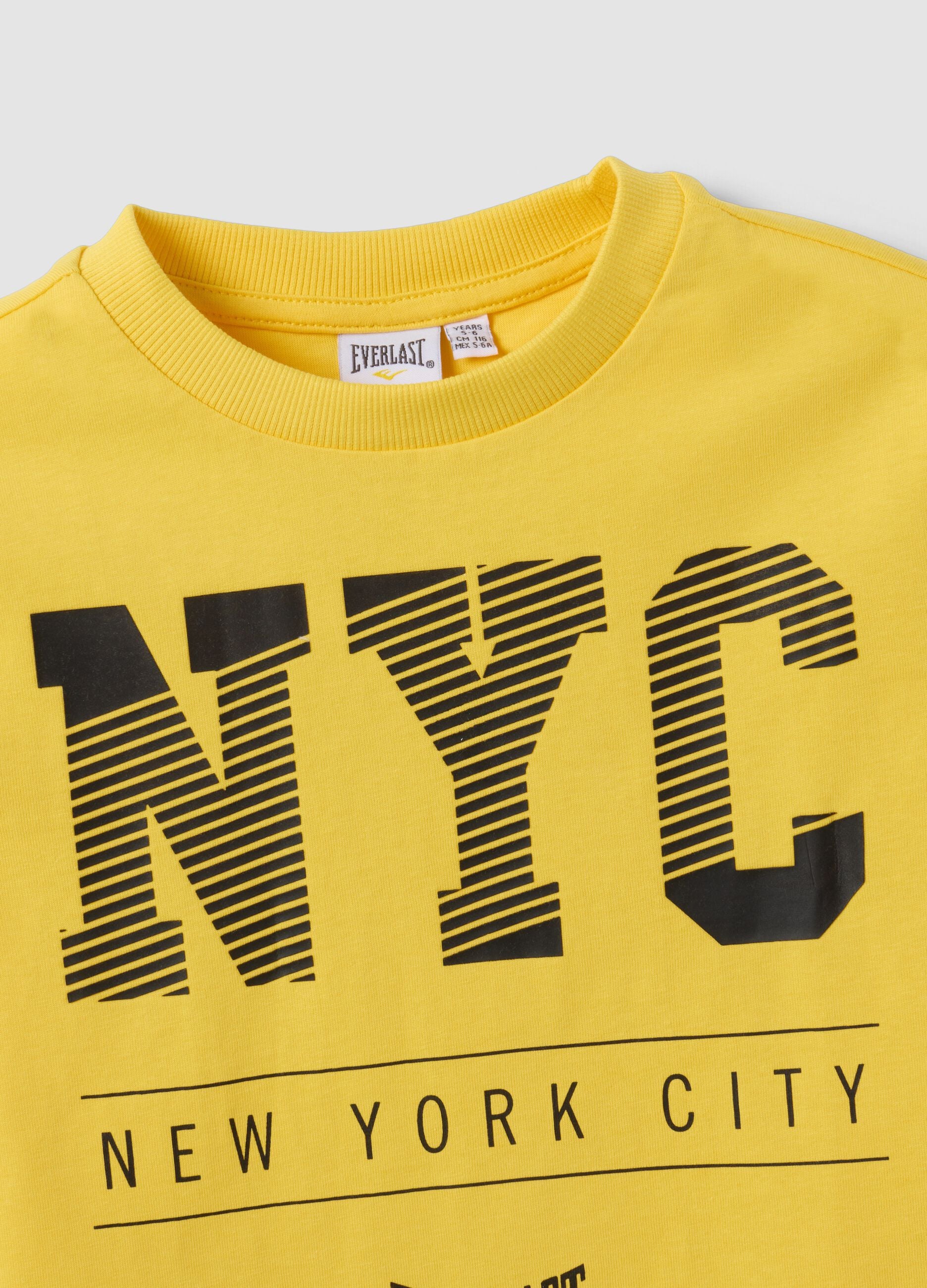 T-shirt gialla in puro cotone con stampa NYC per bambino