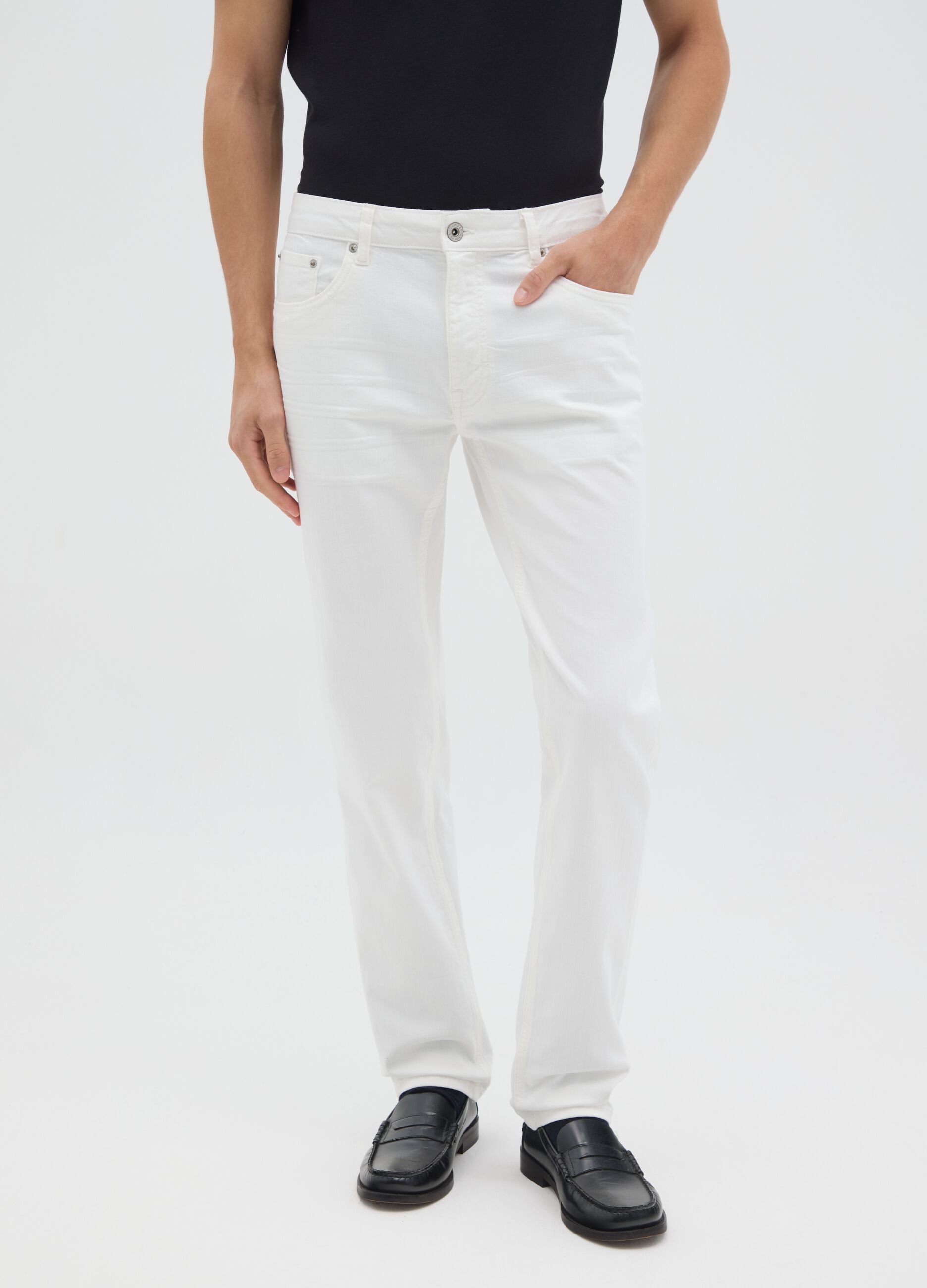 Jeans da uomo in denim bianco slim fit