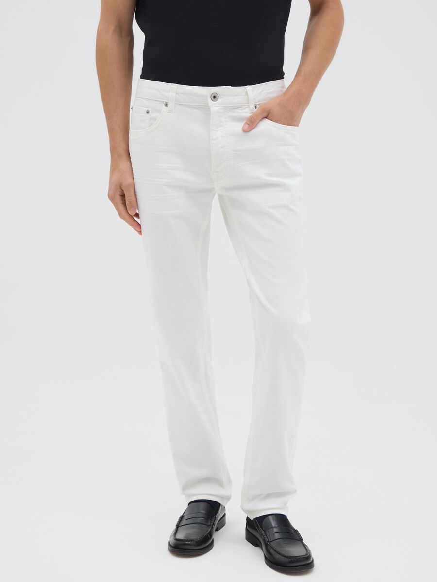 Men's Slim Fit White Denim Jeans_1