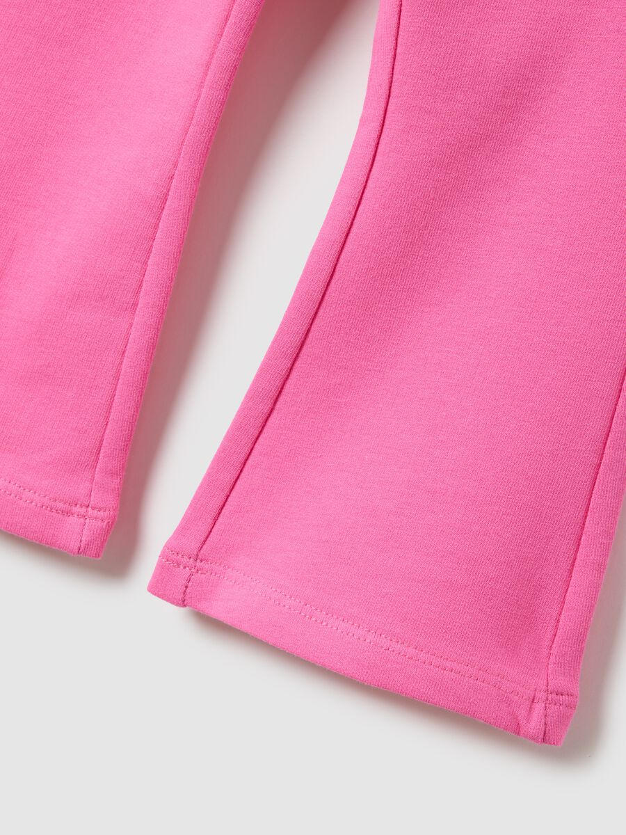 Slim fit pink stretch cotton trousers for girls_3