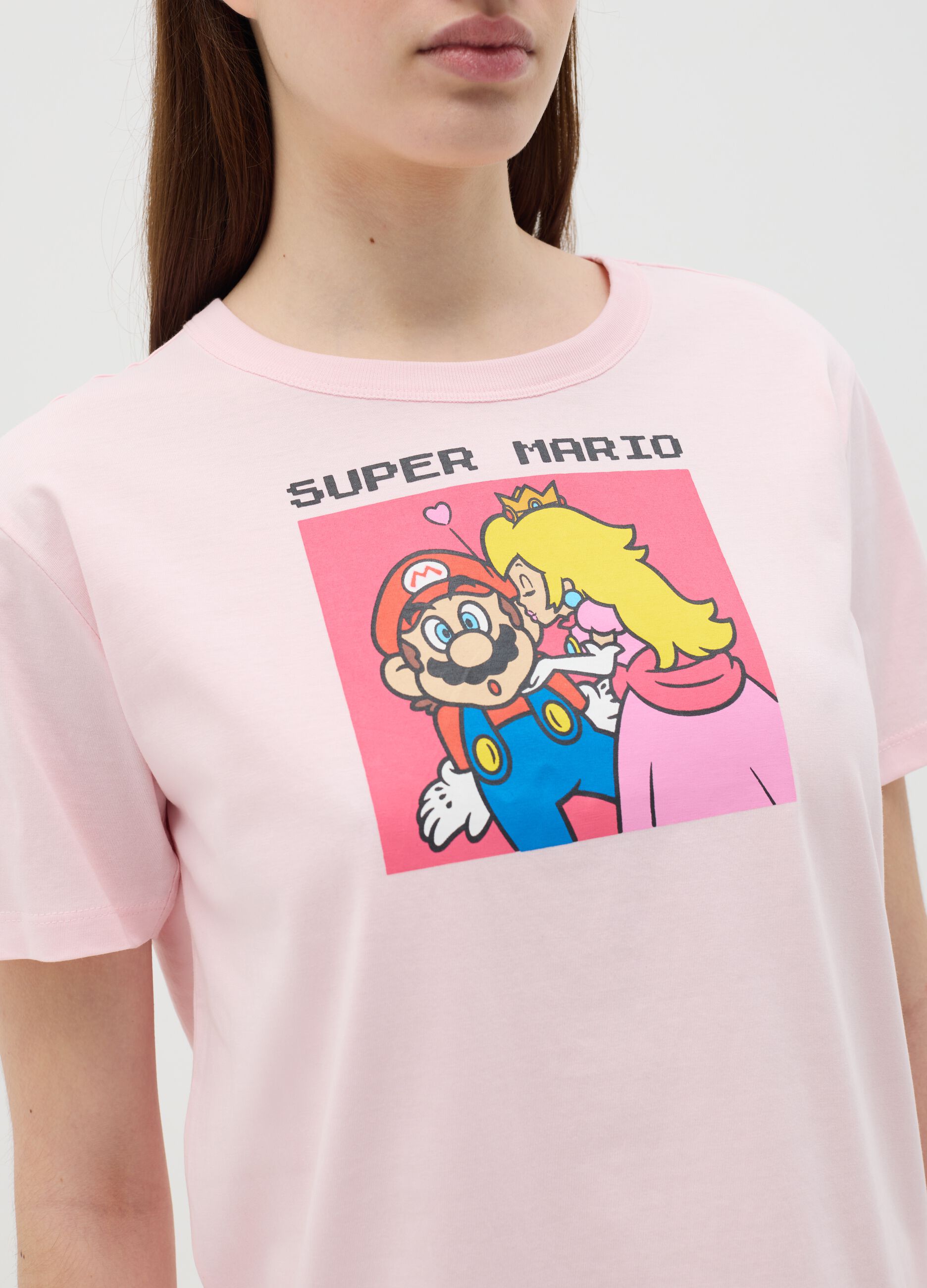 Pink T-shirt in cotton with Super Mario™ Princess Peach print
