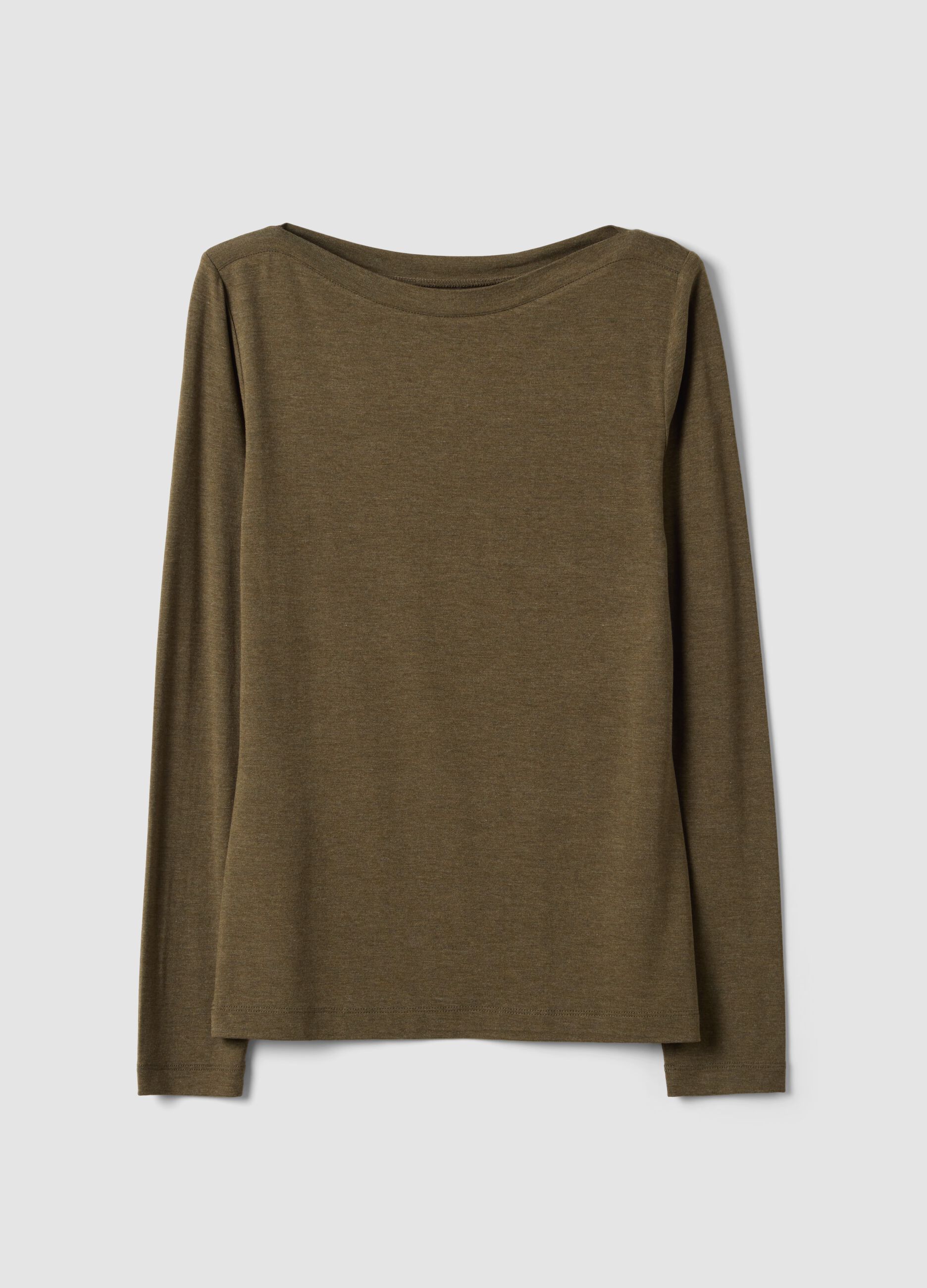 Green stretch-viscose slim-fit T-shirt