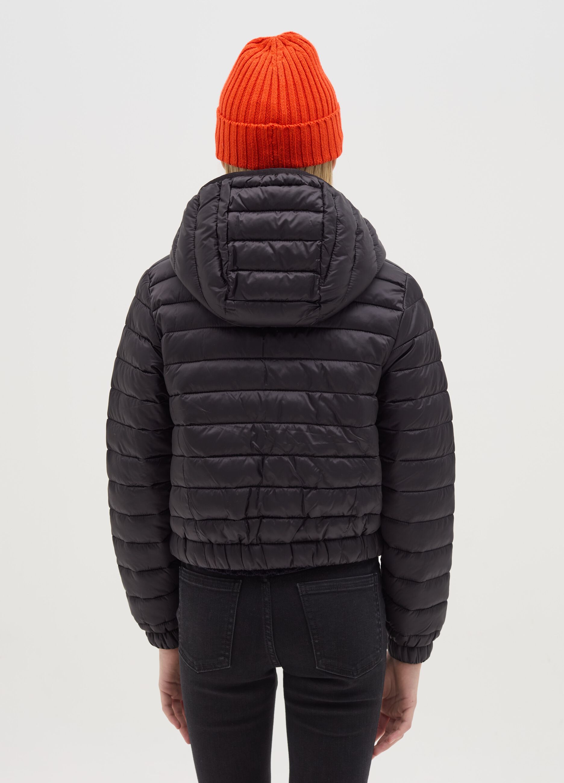 Ultralight crop down jacket with hood