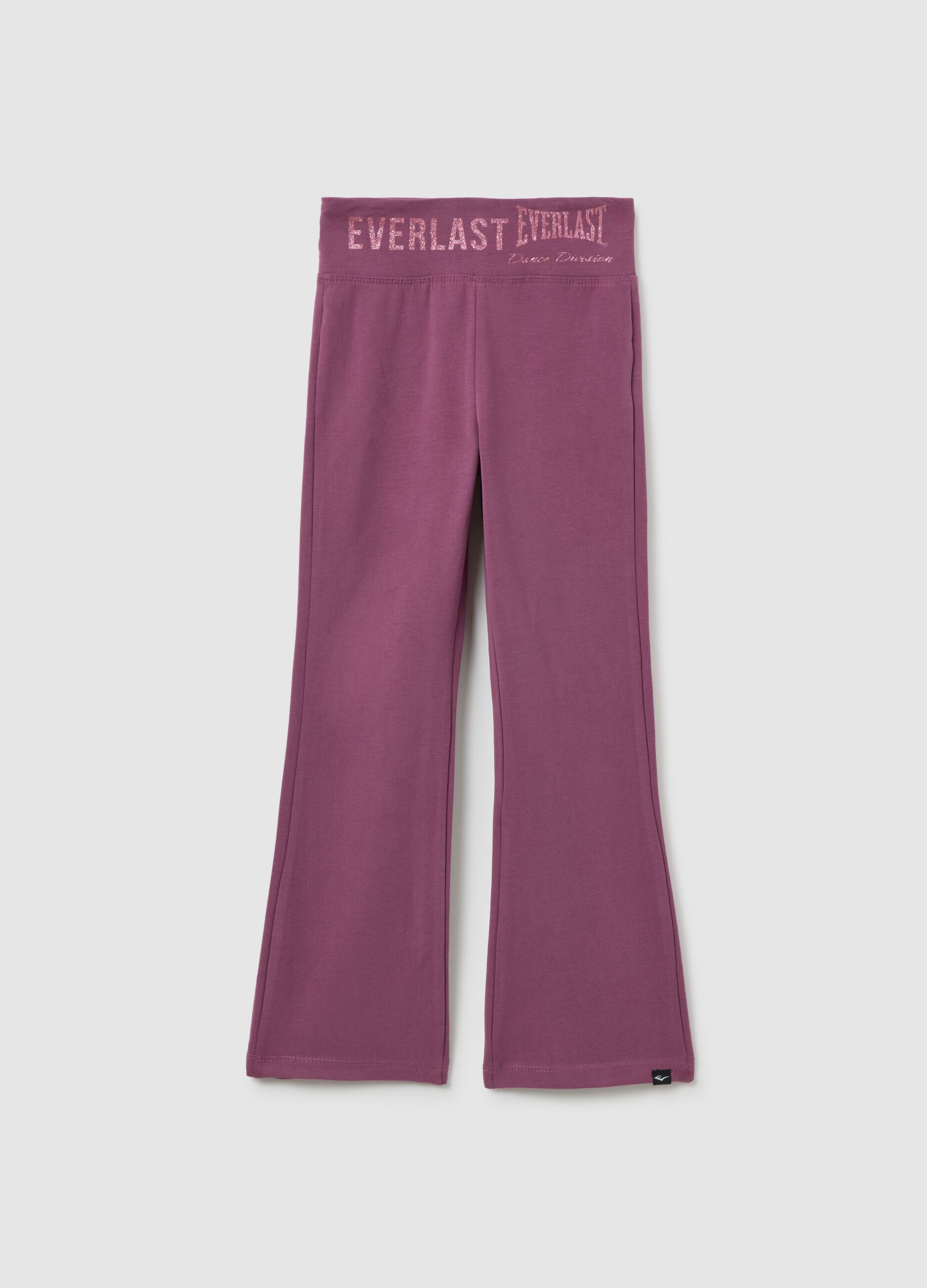 Purple girls' flare fit leggings in stretch cotton