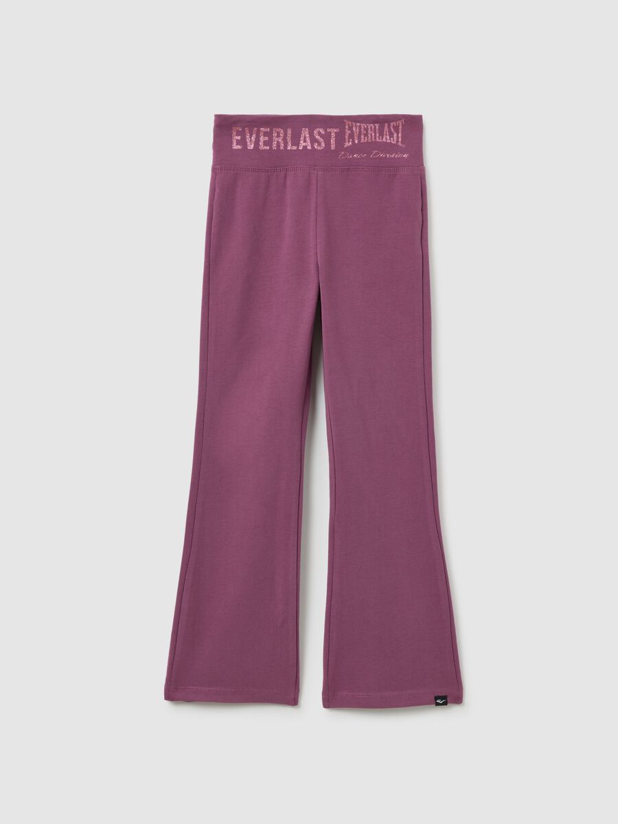 Leggings viola da bambina in cotone elasticizzato vestibilità flare_0