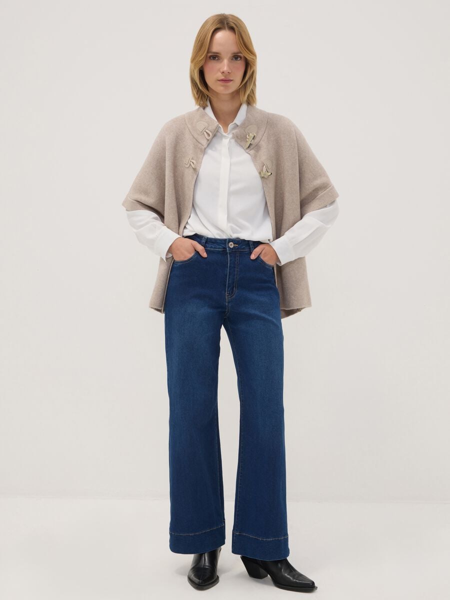 Beige viscose-blend cardigan with toggle fastening, regular fit_2