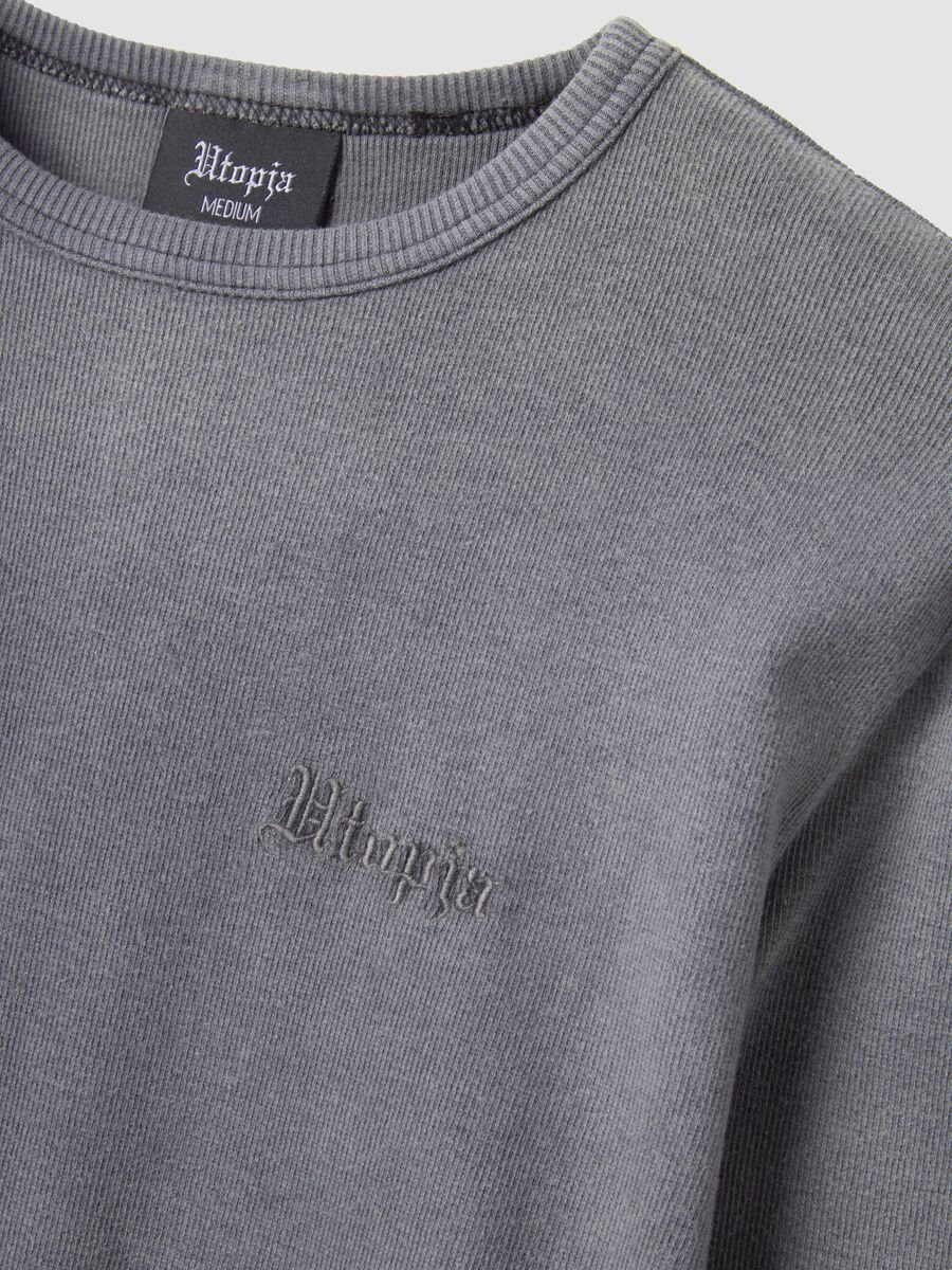 Ribbed Longsleeve T-shirt Washed Grey_6