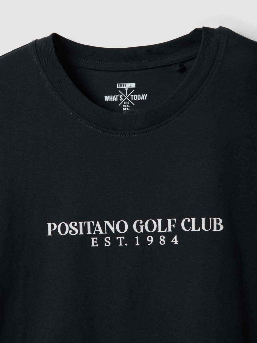 Black slogan T-shirt in pure cotton, regular fit_1