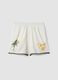White pure cotton beach shorts with embroidery_0