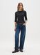 Black long-sleeve shirt with grey stripes, regular fit_0