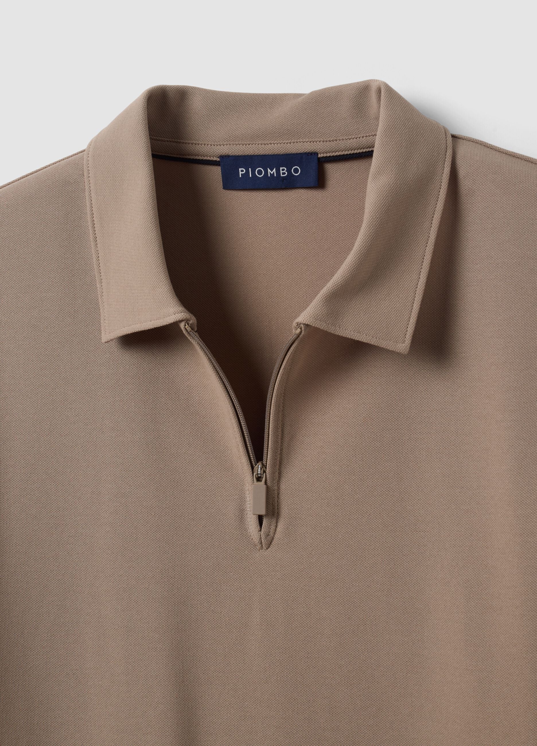Grey stretch cotton-blend piqu&eacute; polo shirt, Easy Dry, regular fit