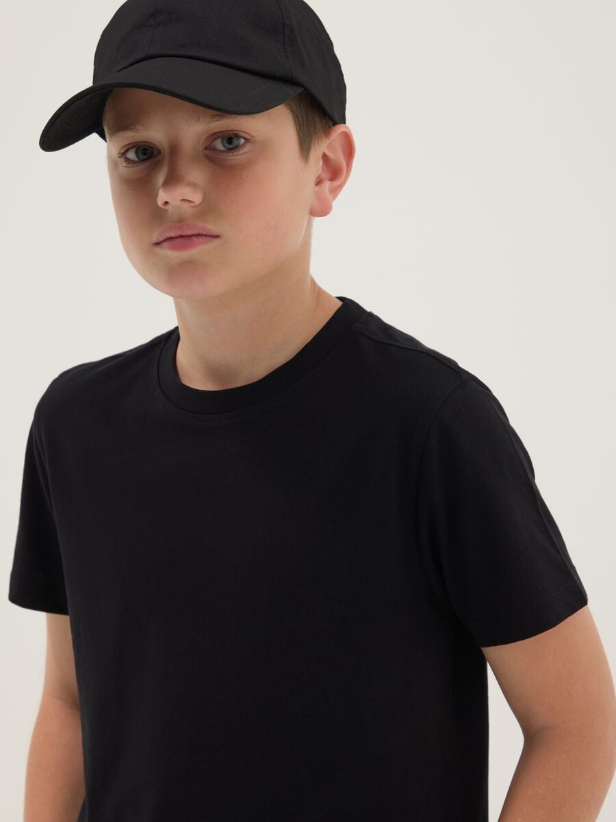 Boys&rsquo; black pure cotton regular fit T-shirt_0