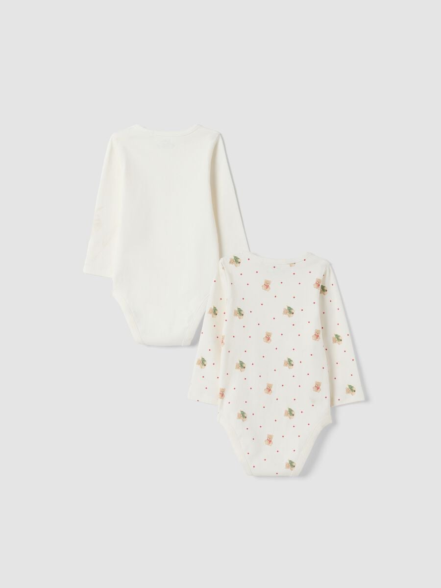 Bipack body girocollo in puro cotone organico bianco avorio_1