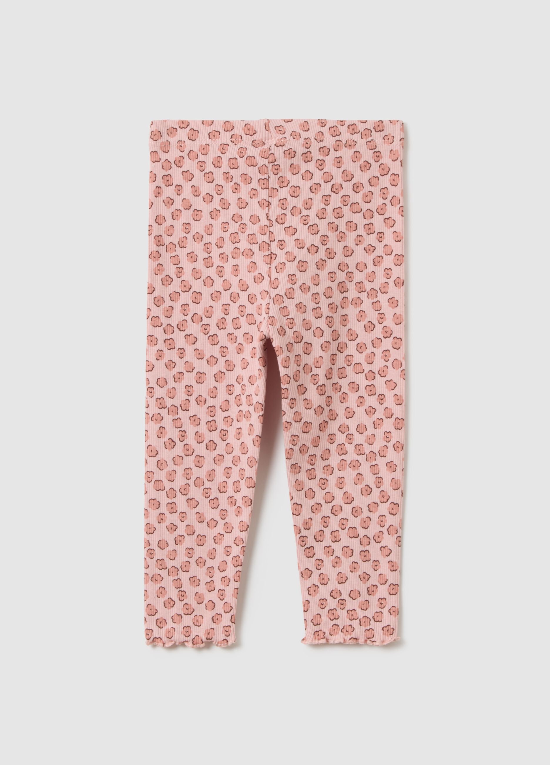 Leggings per bambine in cotone elasticizzato rosa