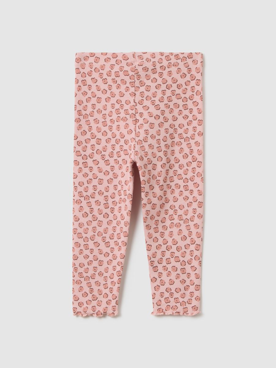 Leggings per bambine in cotone elasticizzato rosa_1