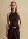 Fitted viscose blend brown tank top_2