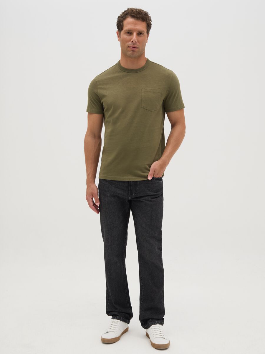 Men's regular fit green pure cotton T-shirt with pocket_1