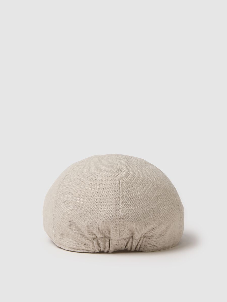 Flat cap in mixed Lyocell, viscose and beige linen_1