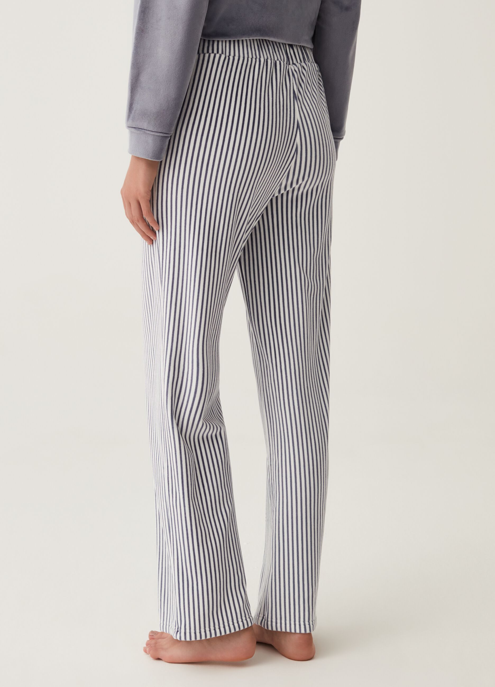 Pantalone pigiama a righe con tasche_1