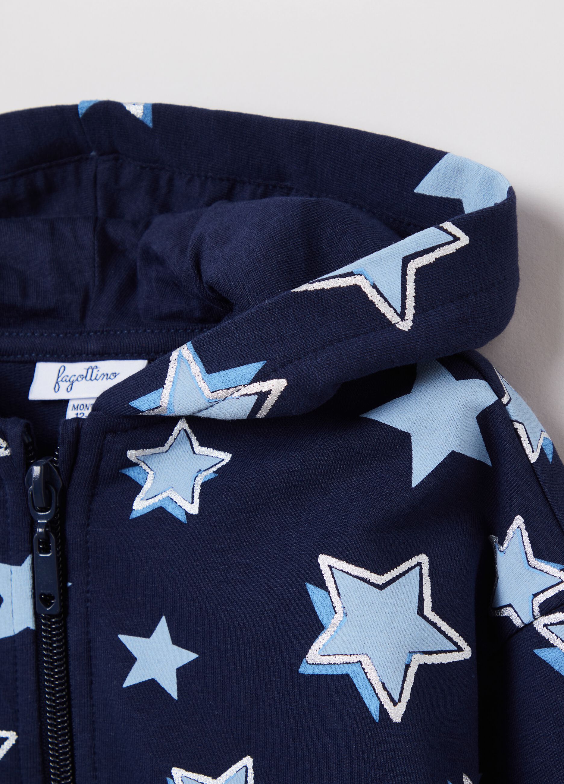 Full-zip con cappuccio e stampa glitterata_2