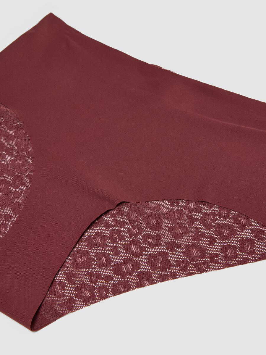Red stretch-fabric briefs with floral inserts_1