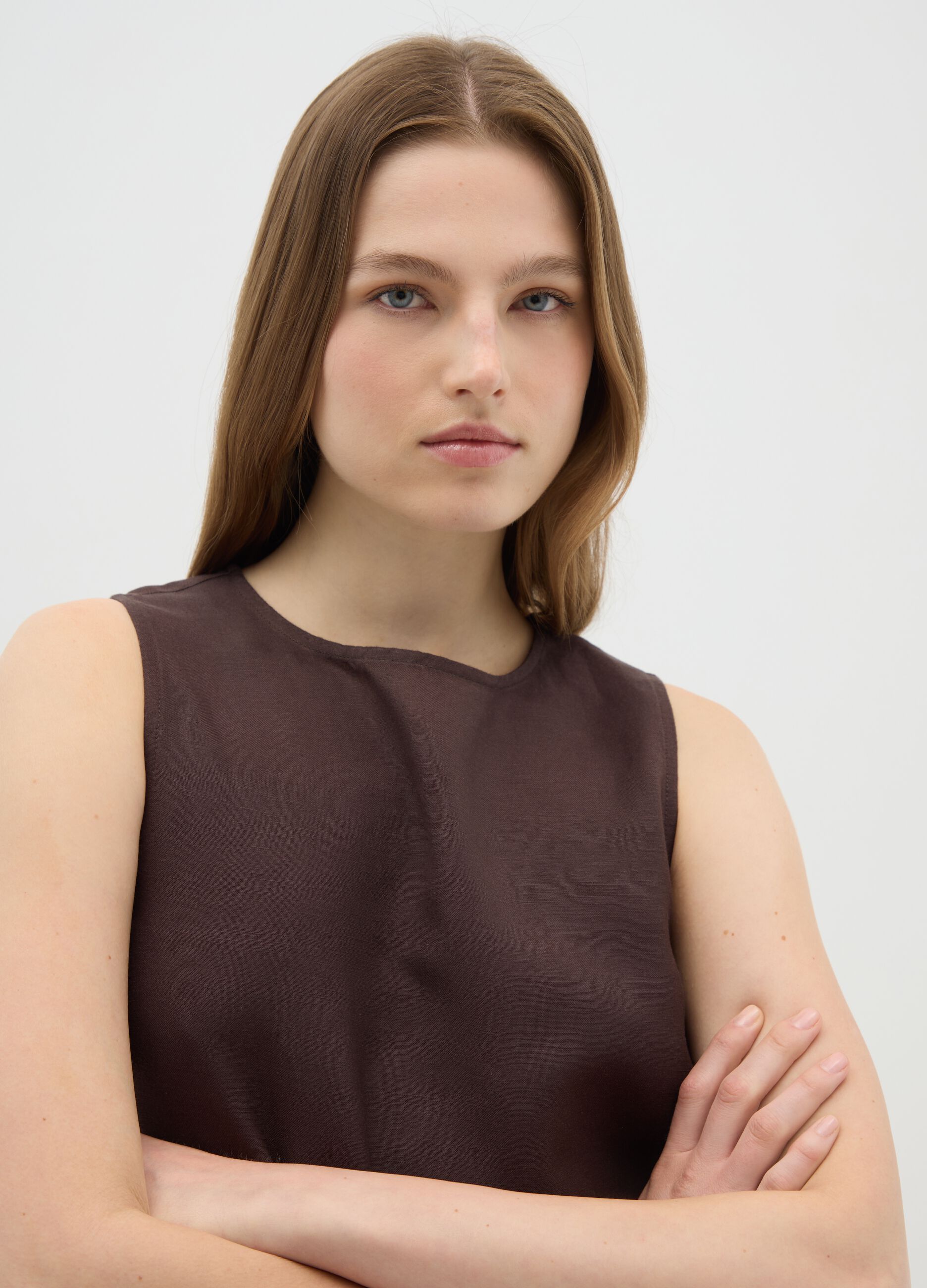 Abito da donna in misto marrone con zip