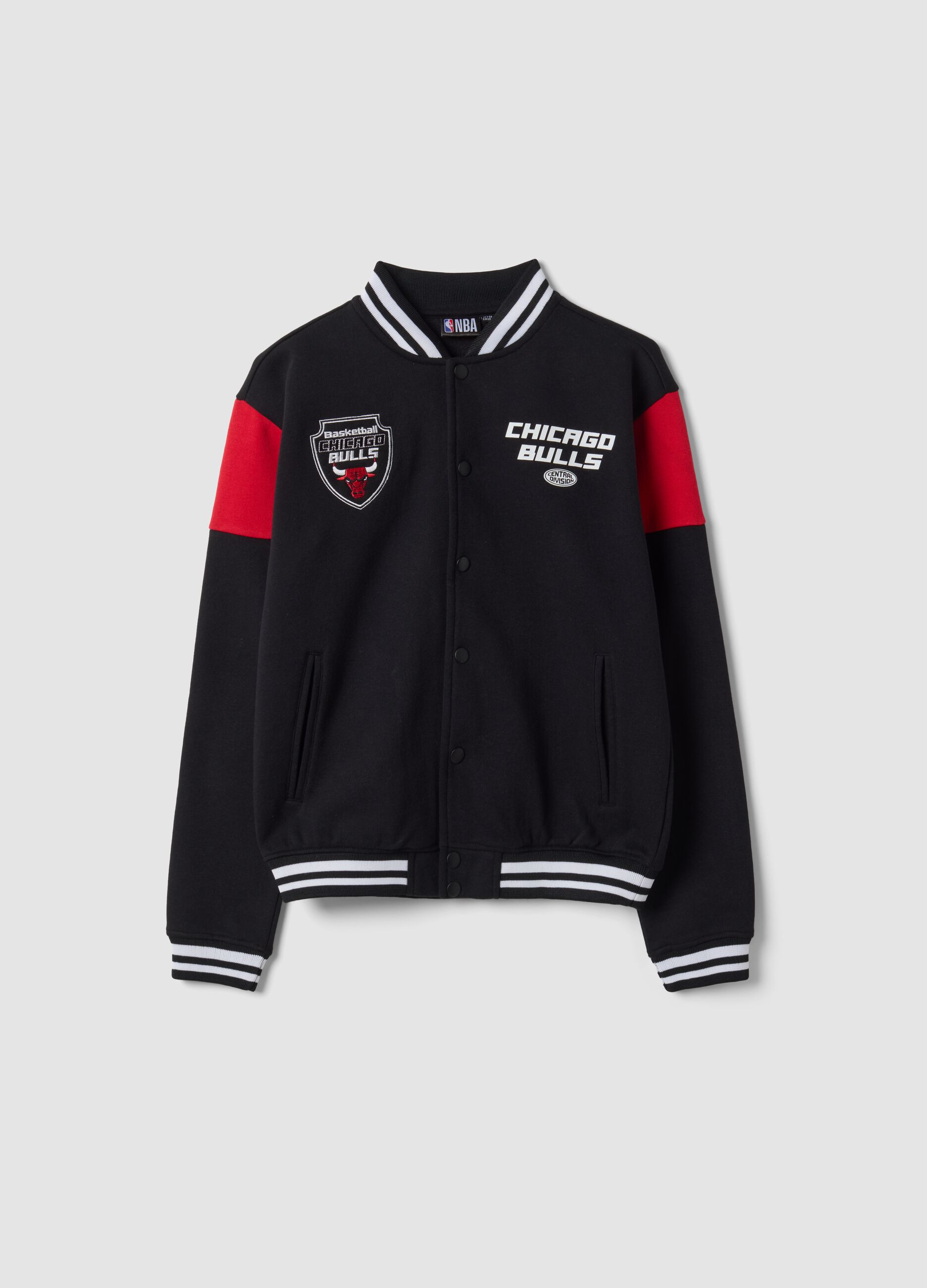 Black cotton-blend sweatshirt for boys with Chicago Bulls graphics