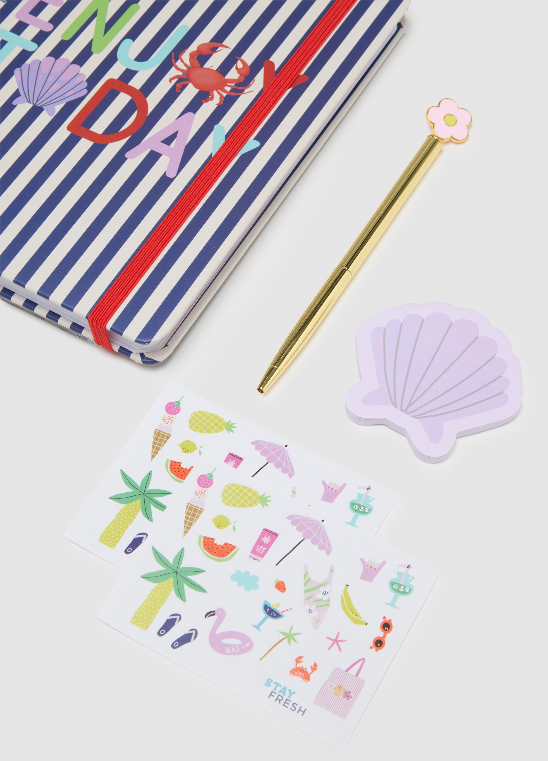 Women's Blue and White Paper Stationery Set
