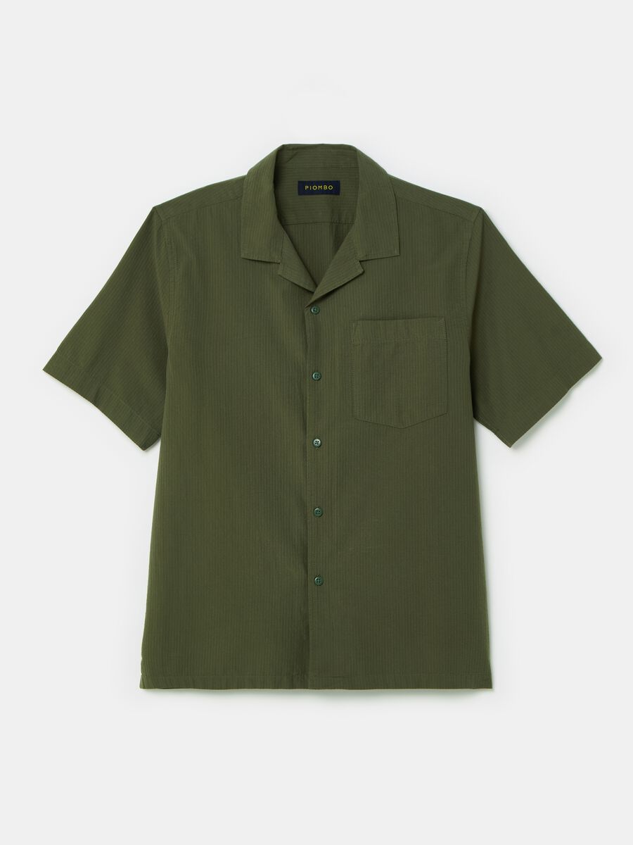 Short-sleeved shirt in seersucker with pocket_3
