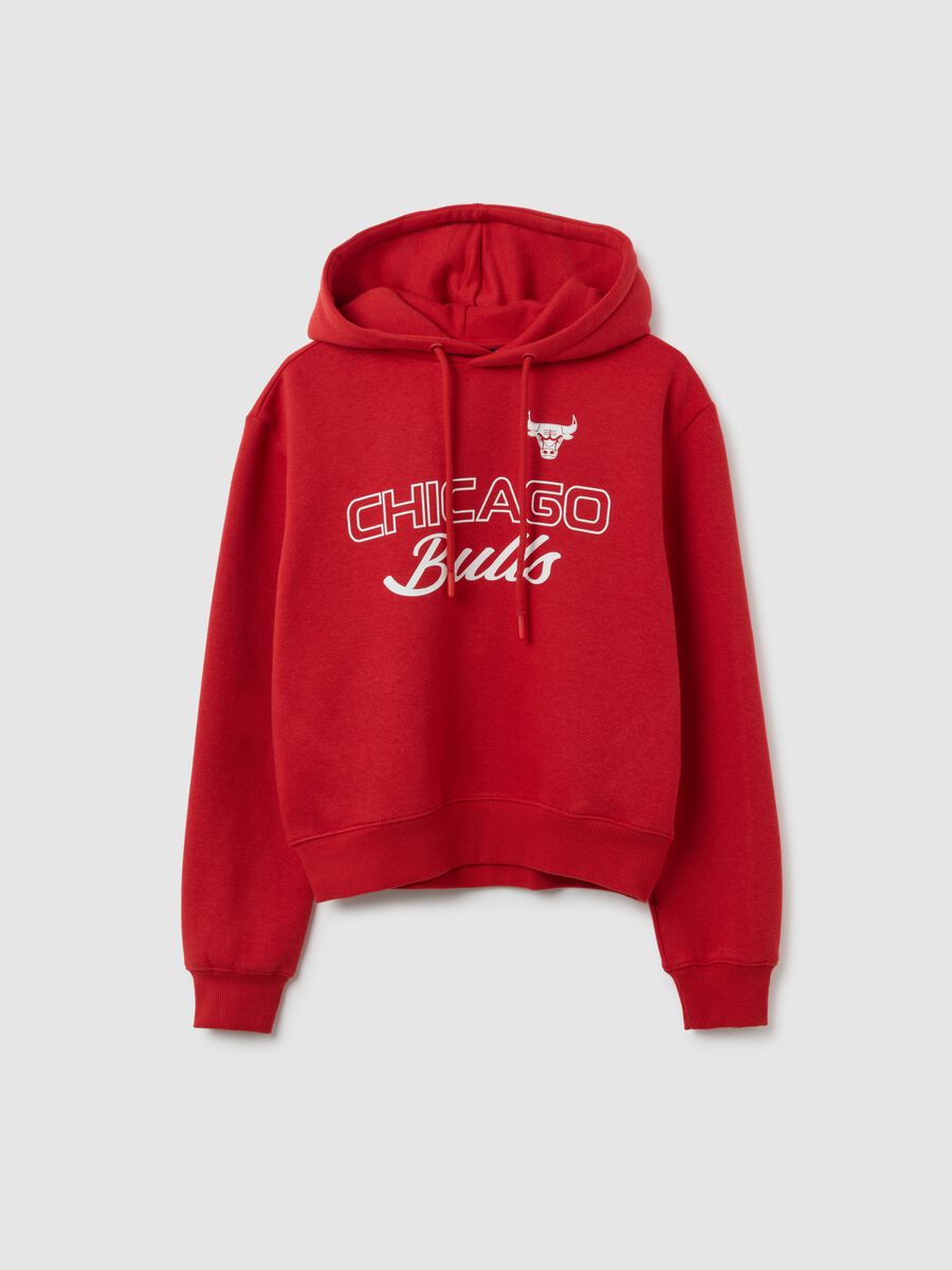 Red oversized cotton blend sweatshirt with Chicago Bulls print_0