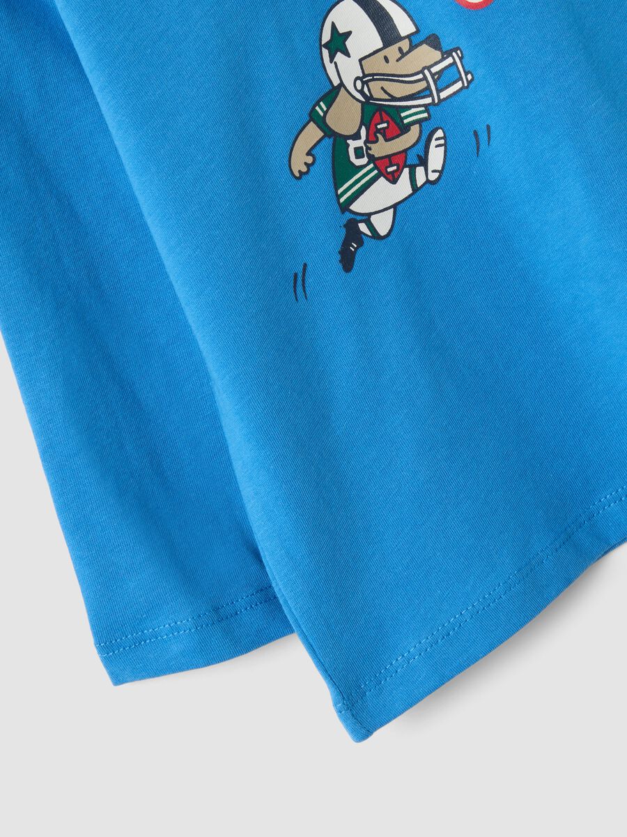 Blue organic cotton T-shirt with puppy print for baby boy_3