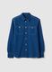 Blue denim pure cotton shirt regular fit with pockets_4