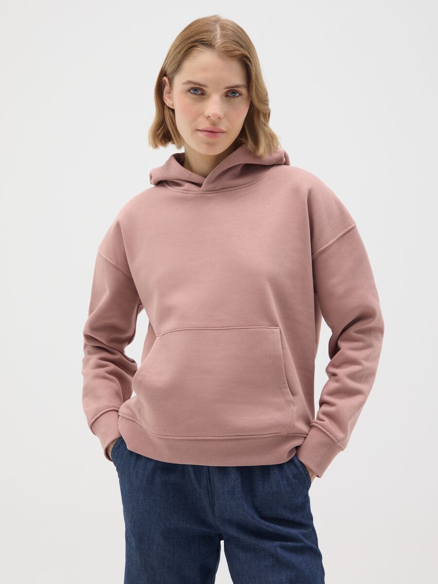 Pink regular fit cotton blend sweatshirt_0
