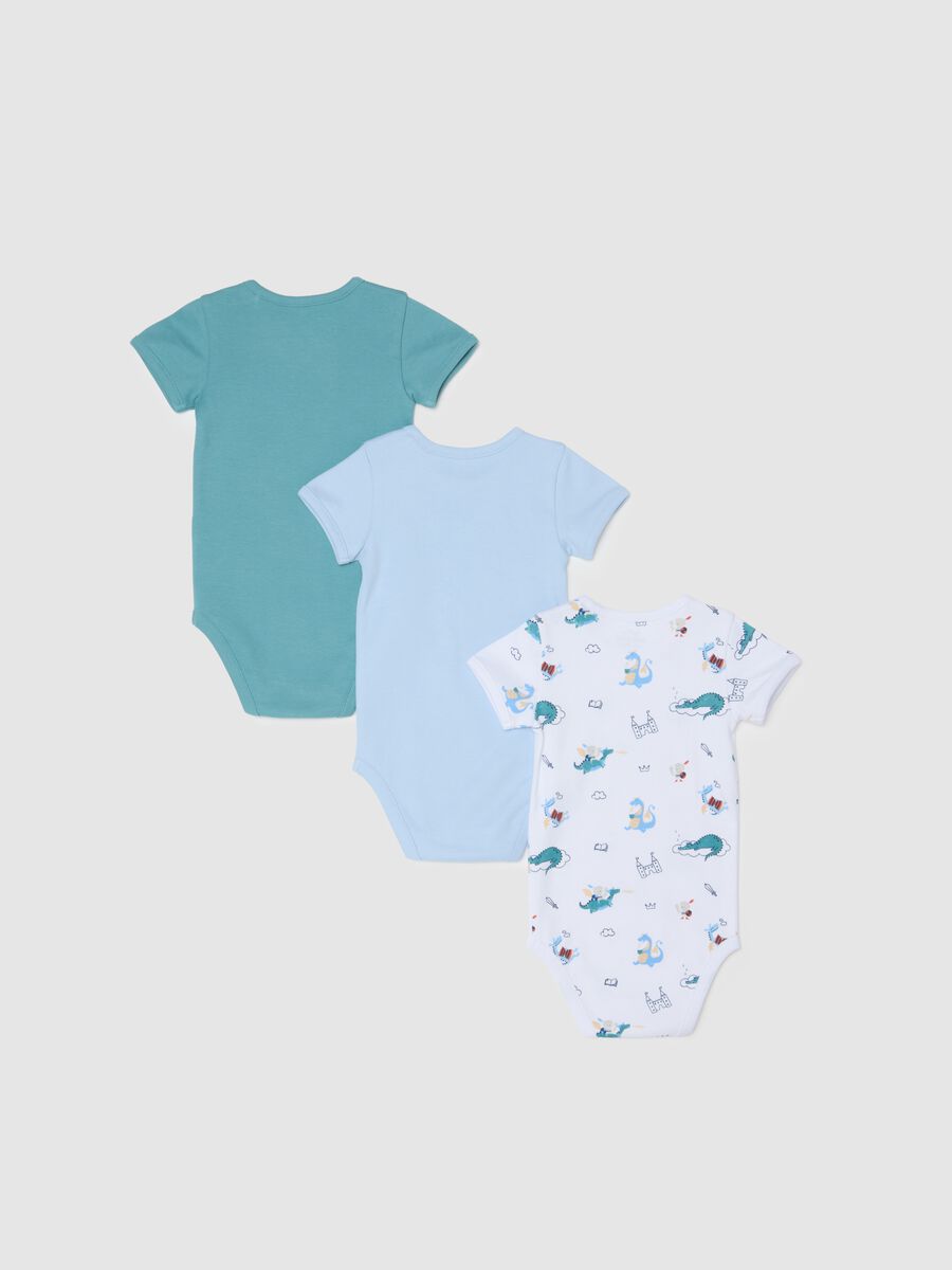 Multicolour pure cotton baby bodysuit tripack_1