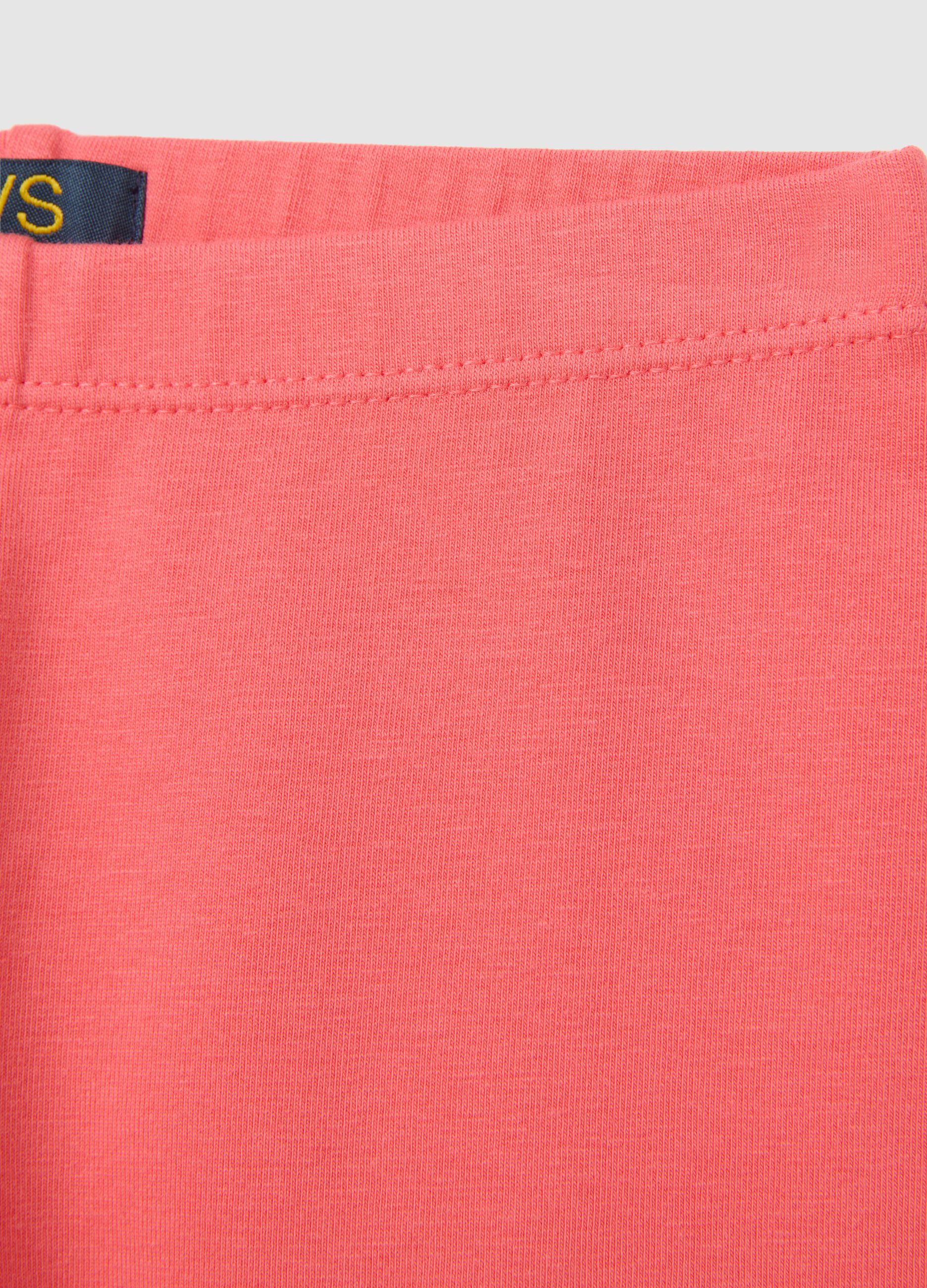 Girls' Pink Stretch Cotton Shorts, Regular Fit