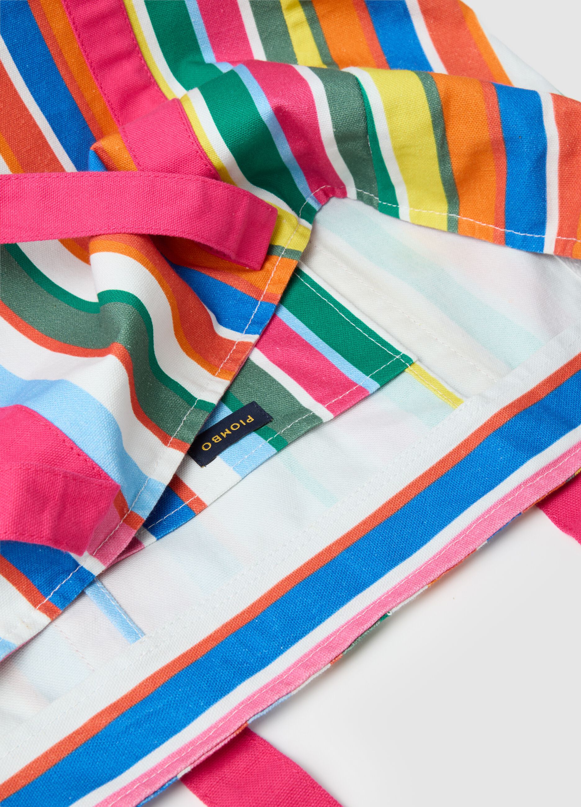 Piombo Beach Bag in Multicolor Striped Pure Cotton