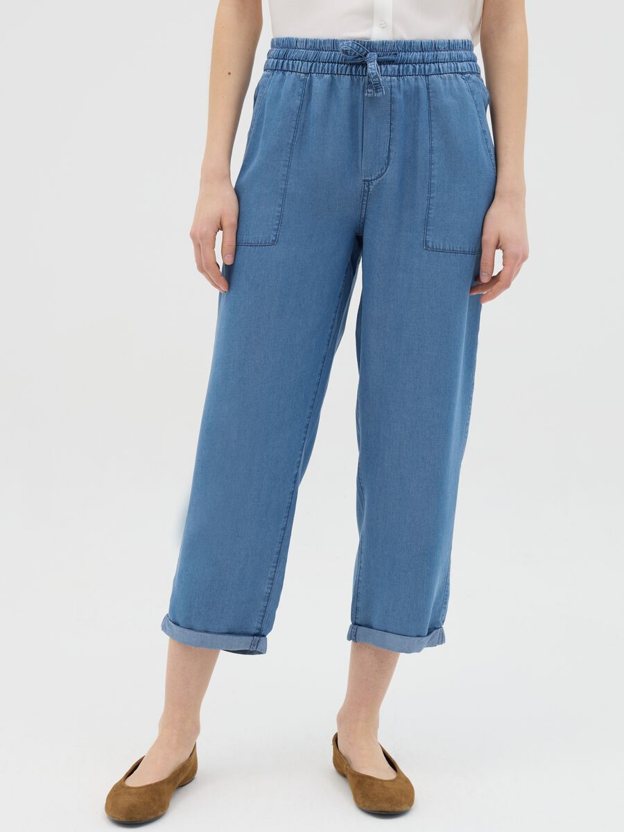 Blue relaxed-fit trousers in Lyocell_1