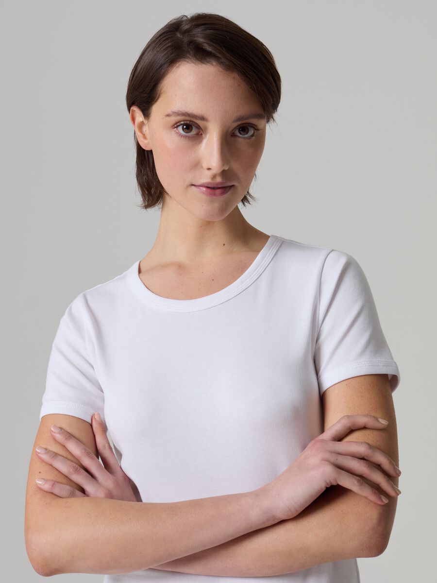 Stretch cotton T-shirt with crew-neck_1