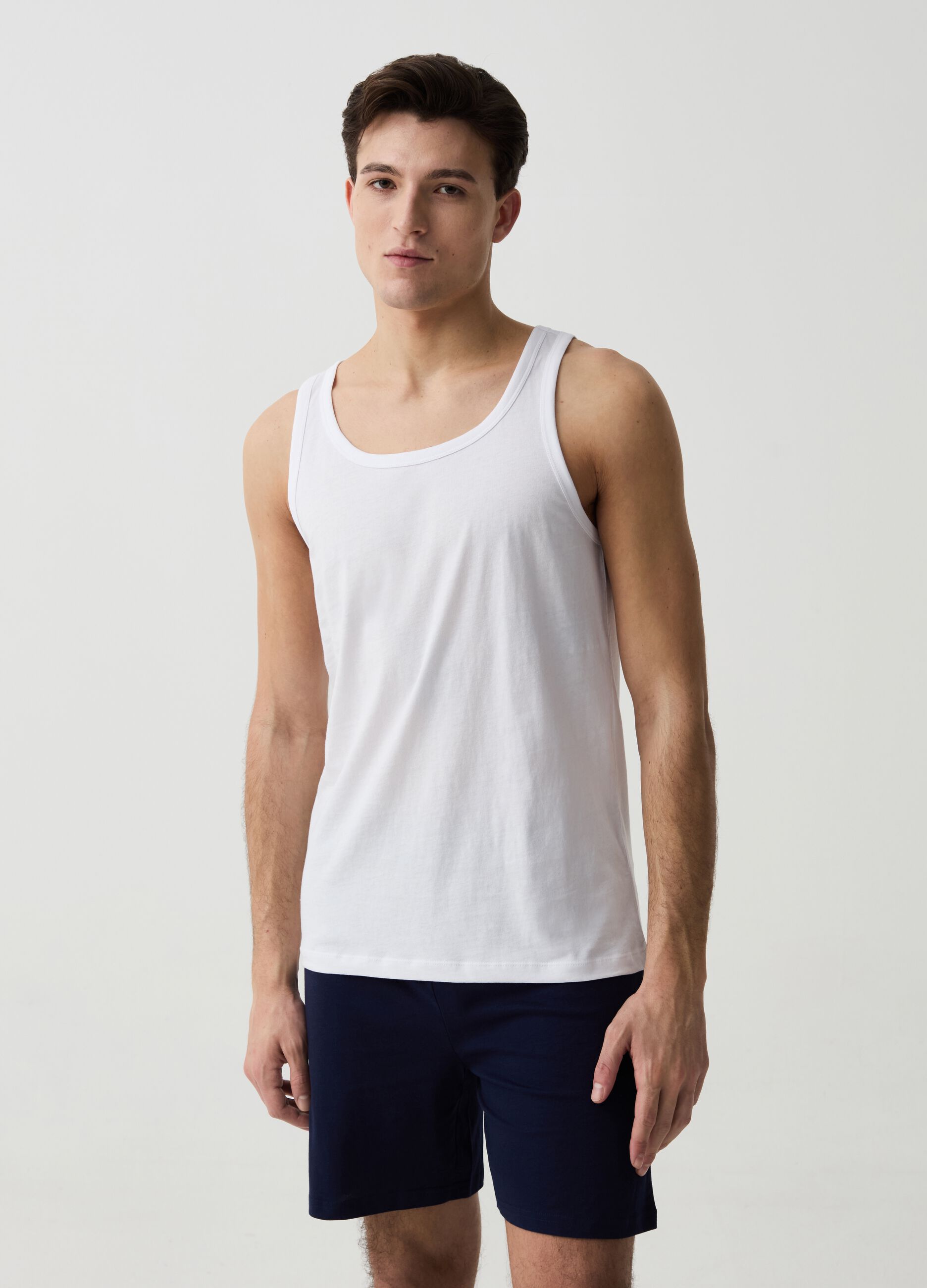 Two-pack racerback vests with round neckline