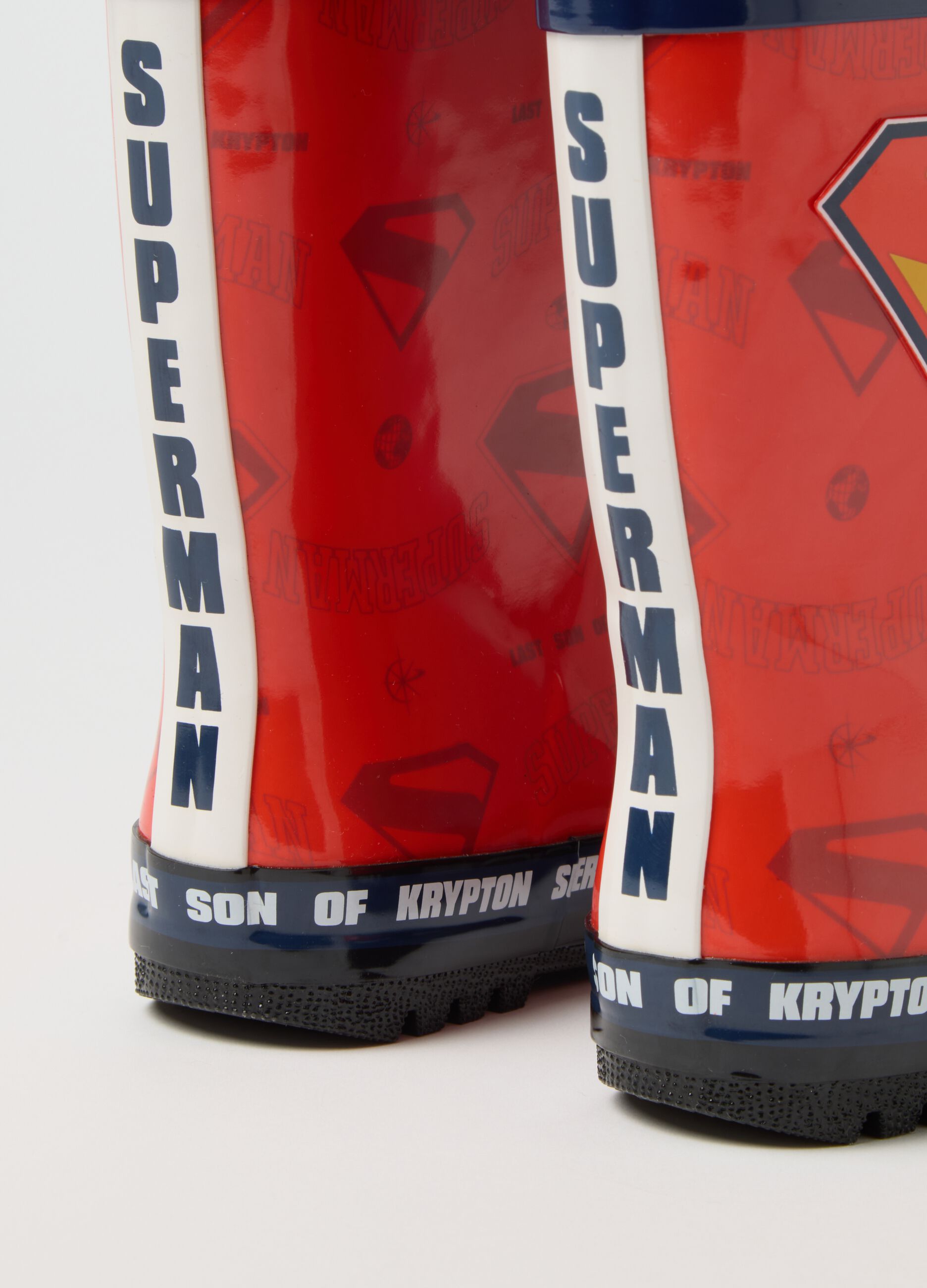 Multicoloured red rubber kids' boots with Superman logo