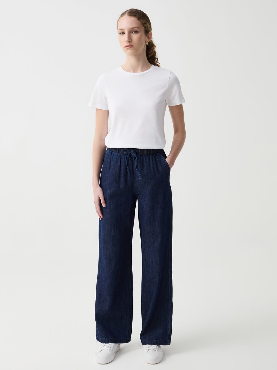 Joggers wide leg effetto denim_0