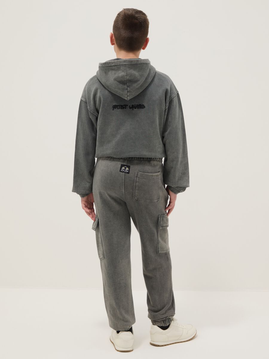 Pantaloni jogger cargo in misto cotone grigio da ragazzo regular fit_1
